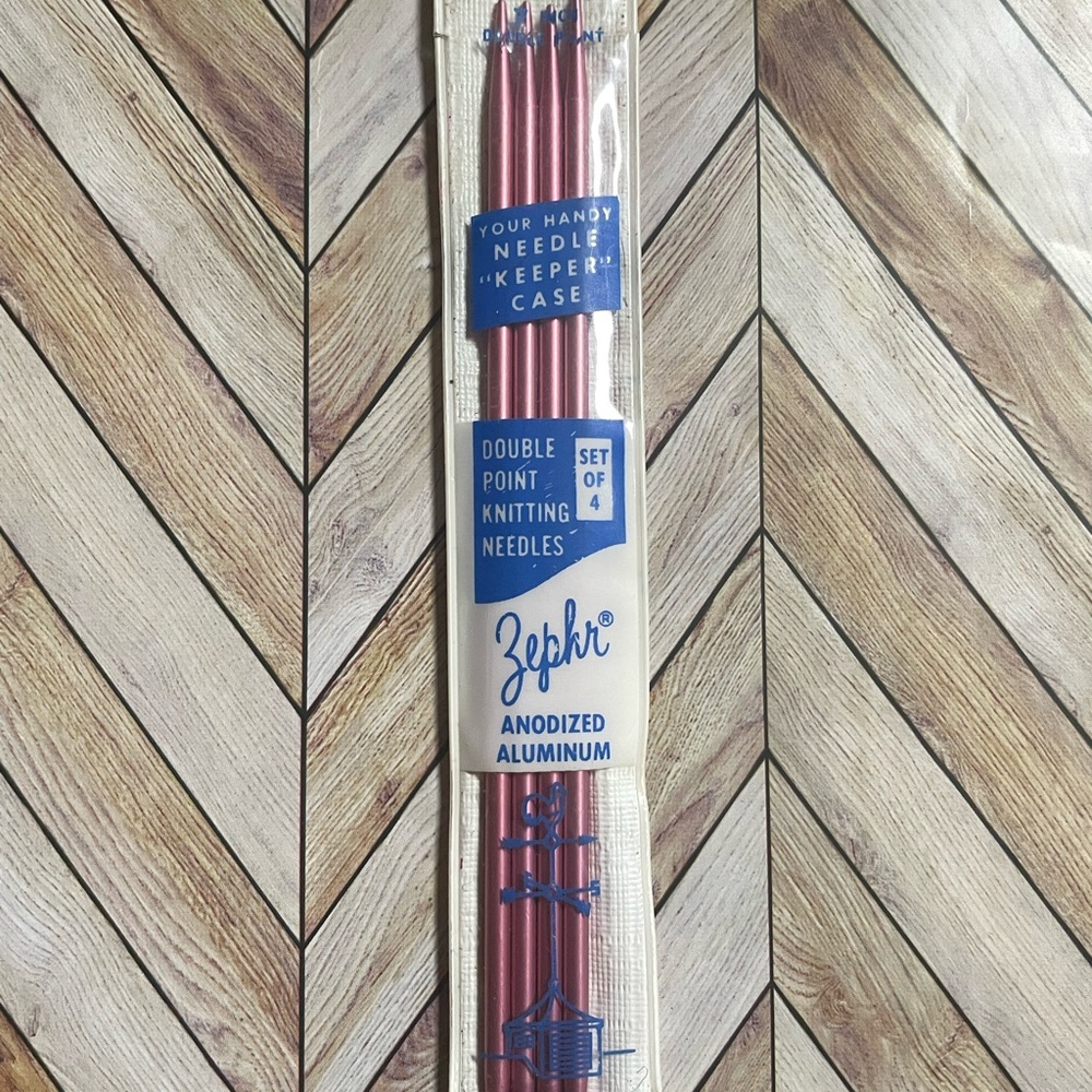Zephyr pink Anodized Aluminum Double Pointed Knitting Needles Set